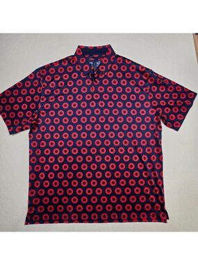 Phish Section 119 3XL Mens Red Donut Polo Shirt Navy & Red Phishman XXXL